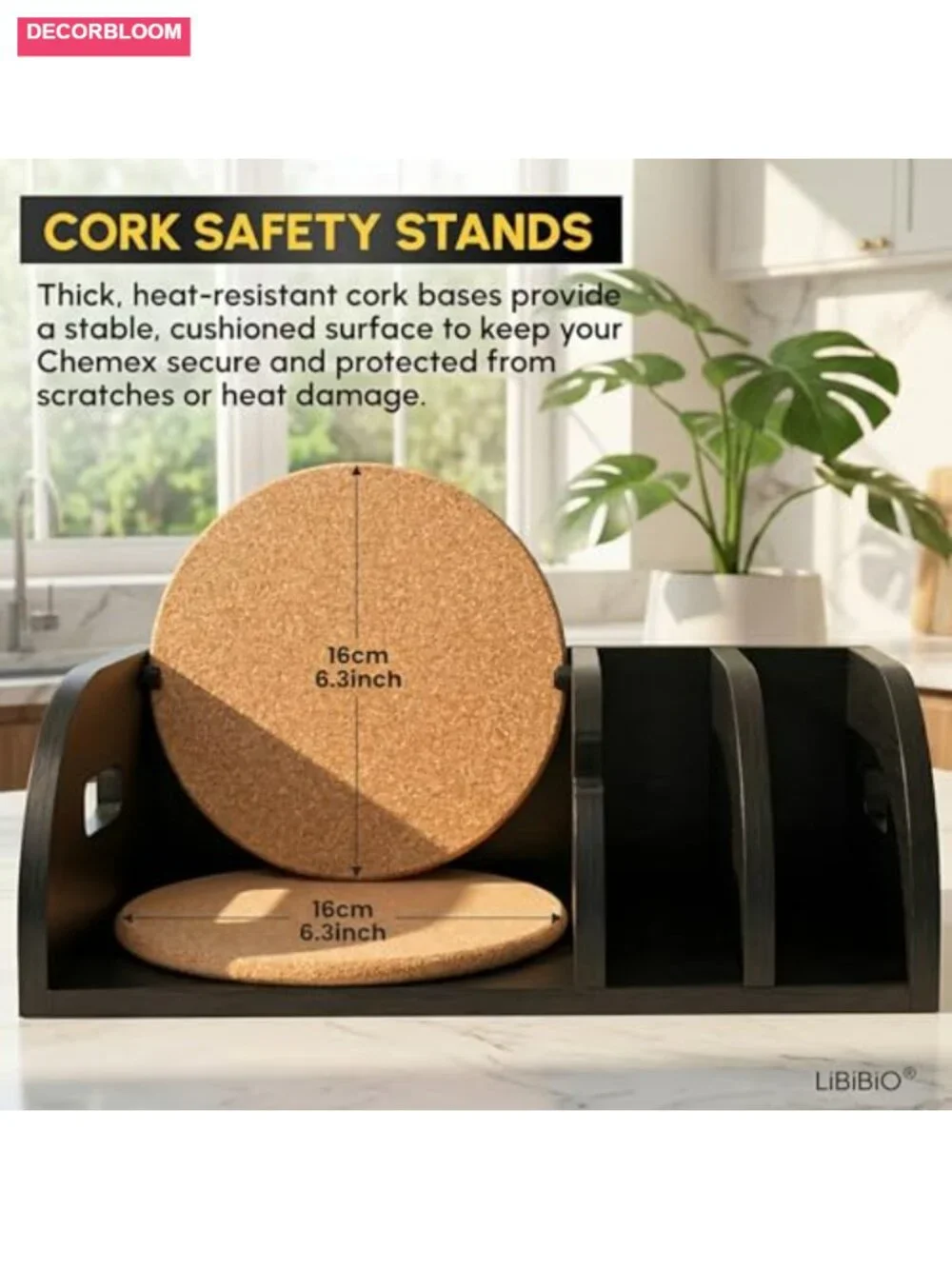Chemex Caddy Coffee Filter Holder Organizer Black Bamboo